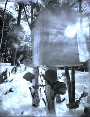 pinhole photo of ghost pavillion sculpture